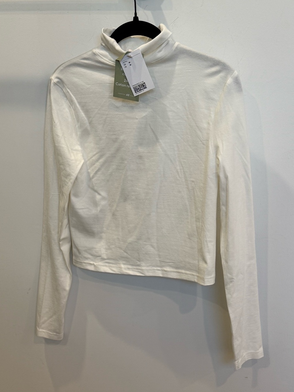 H&M White Mock Neck Long Sleeve Tee